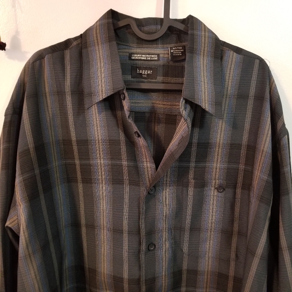 Haggar Plaid Luxury Long Sleeve Button Up - Picture 2 of 8
